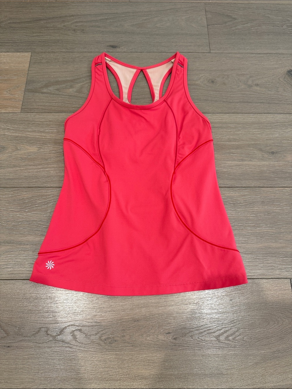 ATHLETA Pink Red Swim Bike Running Active Workout Shelf Bra Tank Topâ Size S